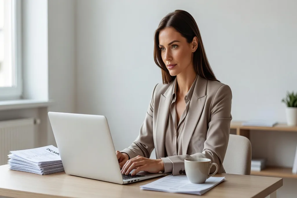 Femme russe préparant en ligne son dossier de comparabilité de diplôme ENIC-NARIC